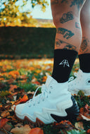 Black with White Logo Socks